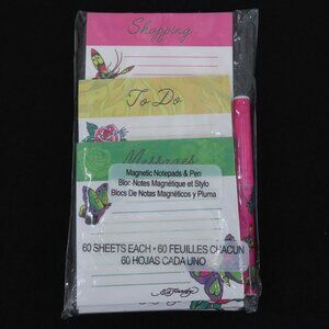 Ed Hardy Magnetic Notepads Pen Lined To Do List Stationary Tattoo Print NEW 2012